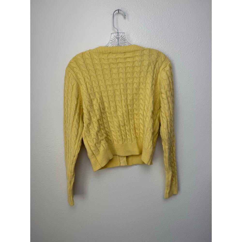 Anthropologie ASTR The Label Cable Stitch Cardigan Pearls Yellow Size Medium - Picture 5 of 6